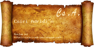 Csiri Adrián névjegykártya